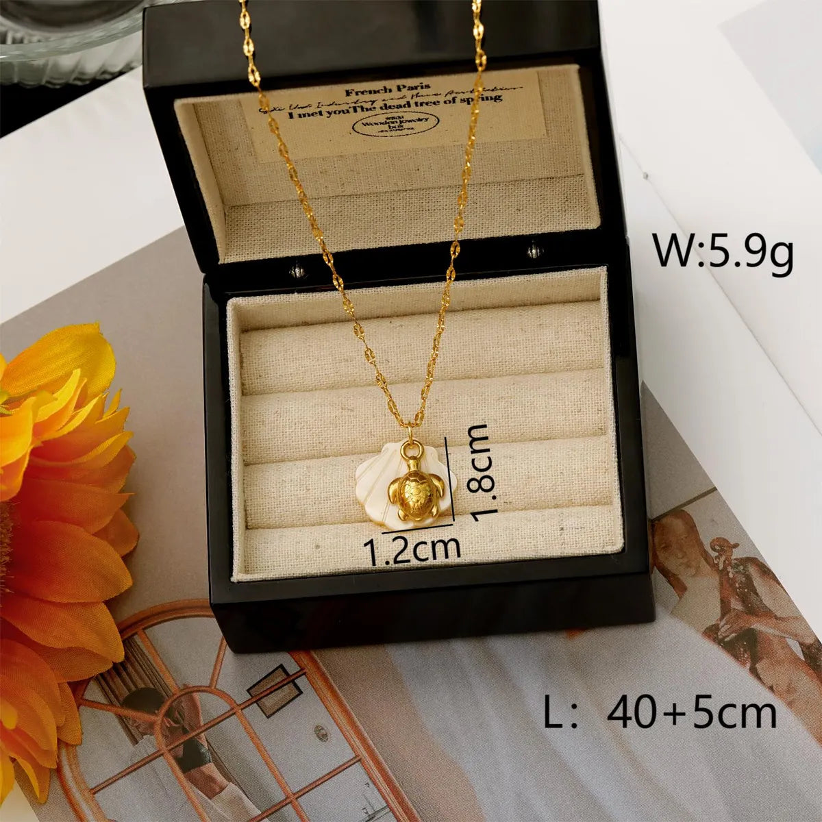 Wholesale Jewelry Vacation Marine Style Beach Tortoise Scallop Dolphin 304 Stainless Steel Shell 18K Gold Plated Pendant Necklace