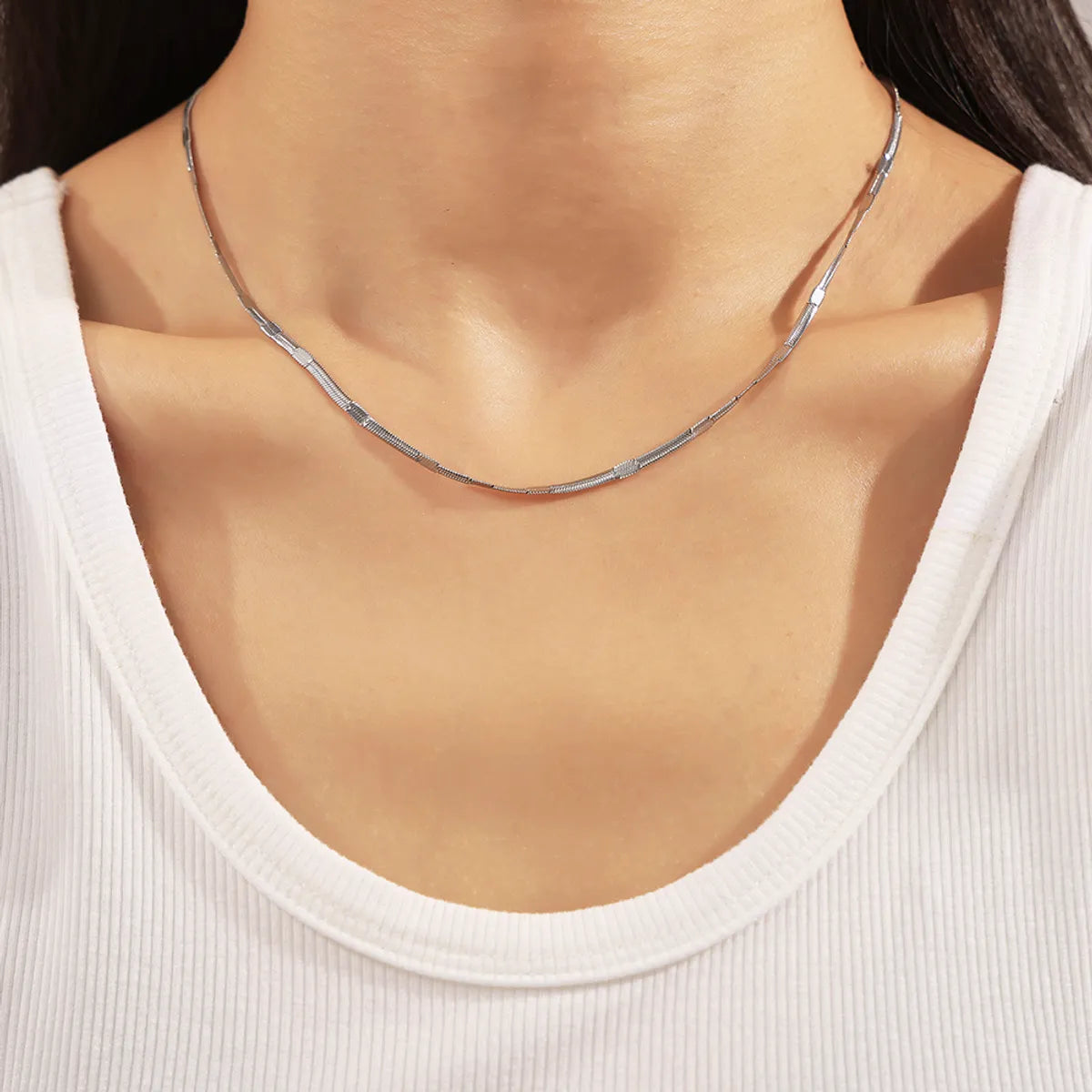 Wholesale Jewelry Vacation Modern Style Simple Style Solid Color Titanium Steel Necklace