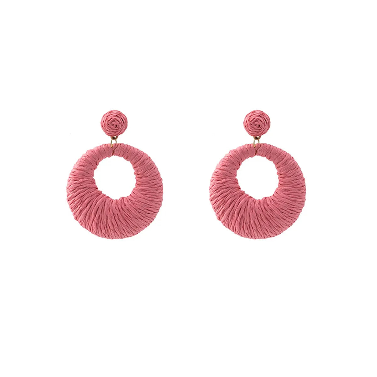 1 Pair Vacation Round Plating Alloy Raffia Drop Earrings