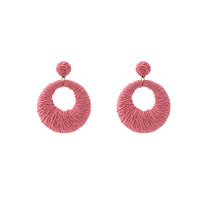 1 Pair Vacation Round Plating Alloy Raffia Drop Earrings