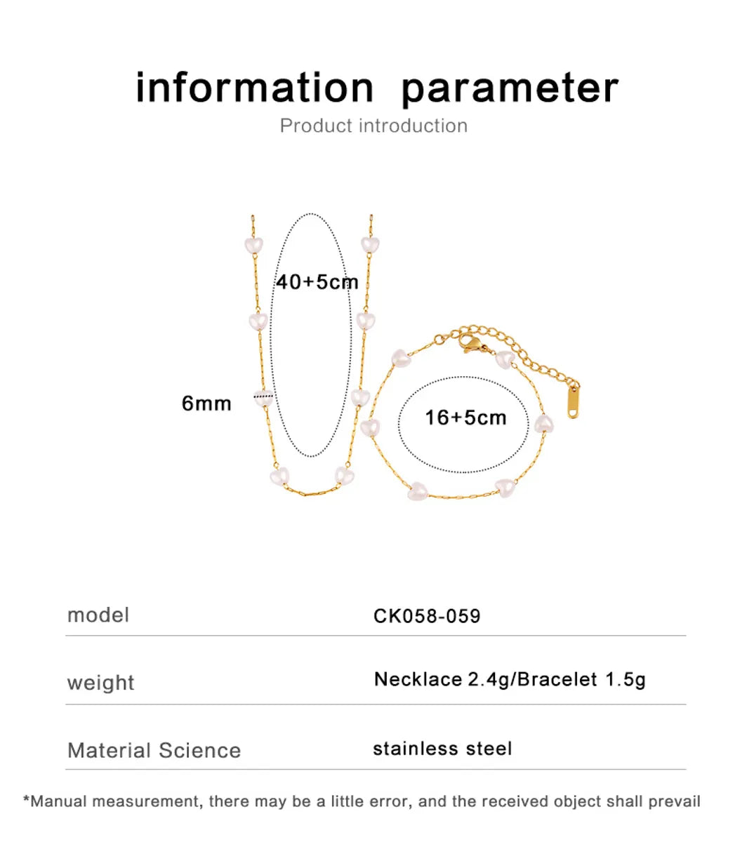 Wholesale Jewelry Vacation Simple Style Heart Shape 304 Stainless Steel 18K Gold Plated Bracelets Necklace