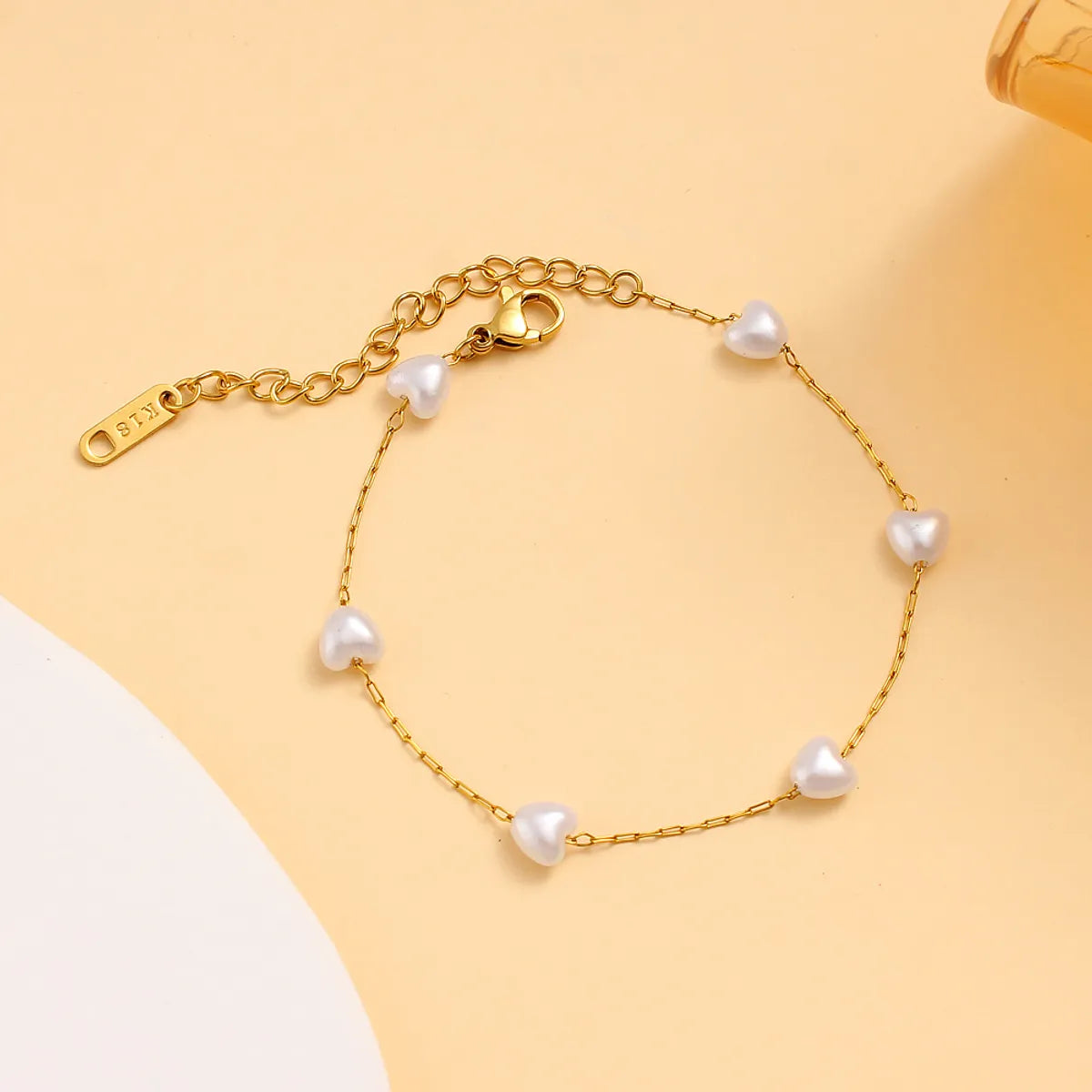 Wholesale Jewelry Vacation Simple Style Heart Shape 304 Stainless Steel 18K Gold Plated Bracelets Necklace