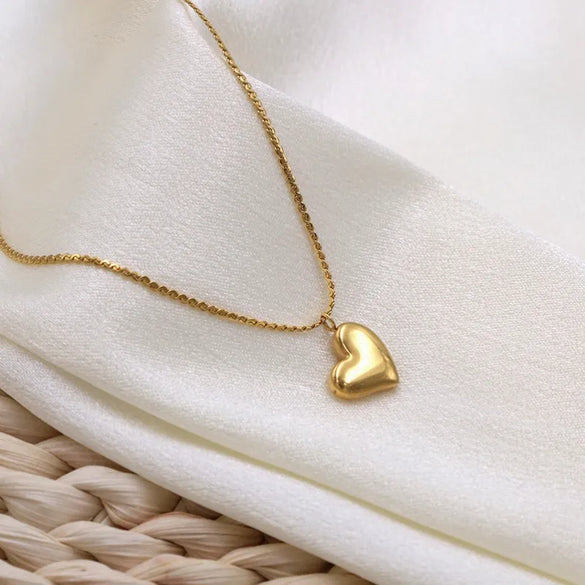 Wholesale Jewelry Vacation Simple Style Heart Shape 304 Stainless Steel 18K Gold Plated Plating Pendant Necklace