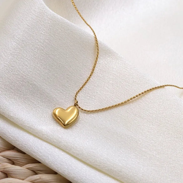 Wholesale Jewelry Vacation Simple Style Heart Shape 304 Stainless Steel 18K Gold Plated Plating Pendant Necklace