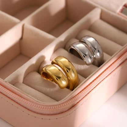 Wholesale Jewelry Vacation Simple Style IG Style Solid Color 316 Stainless Steel  18K Gold Plated Asymmetrical Open Rings