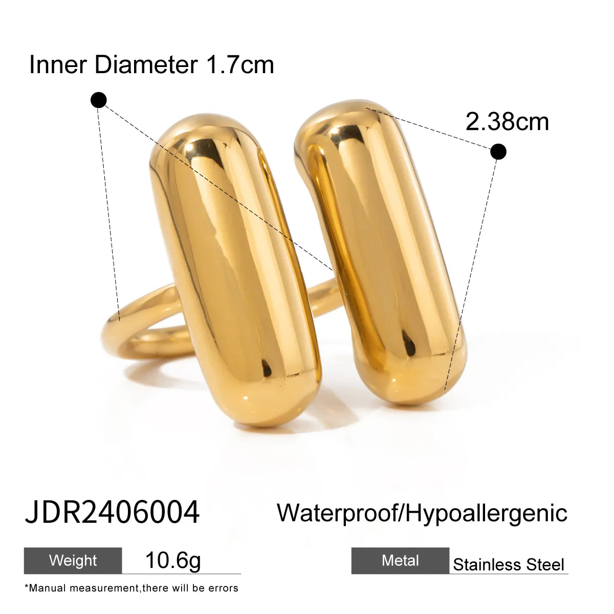 Wholesale Jewelry Vacation Simple Style IG Style Solid Color 316 Stainless Steel  18K Gold Plated Plating Open Rings