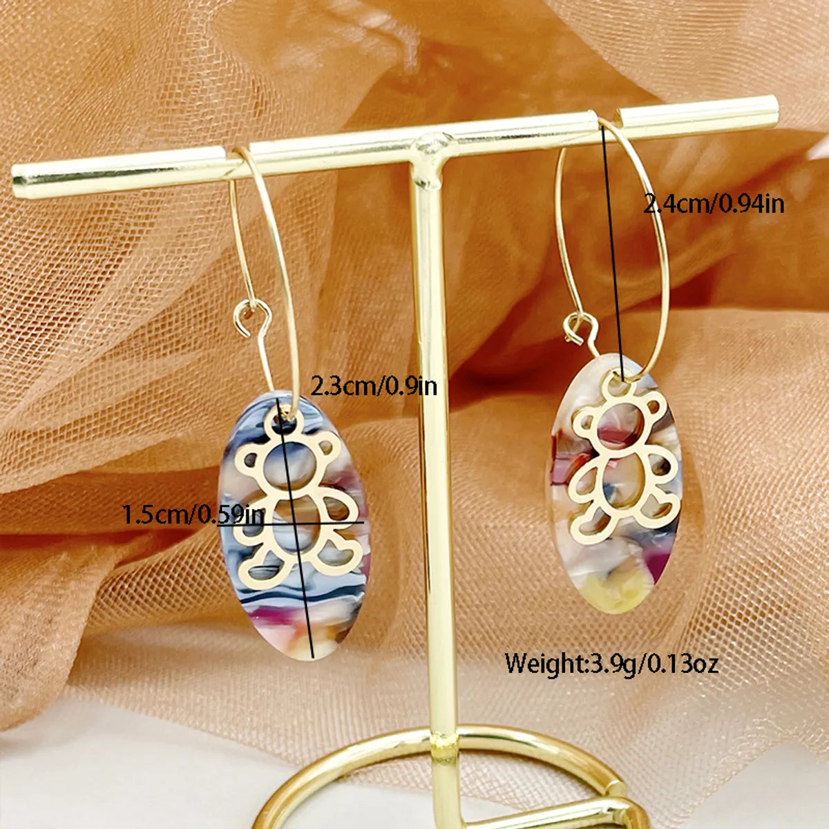 1 Pair Vacation Simple Style Leaf Flower Plating Inlay 304 Stainless Steel Arylic Acrylic Gold Plated Drop Earrings