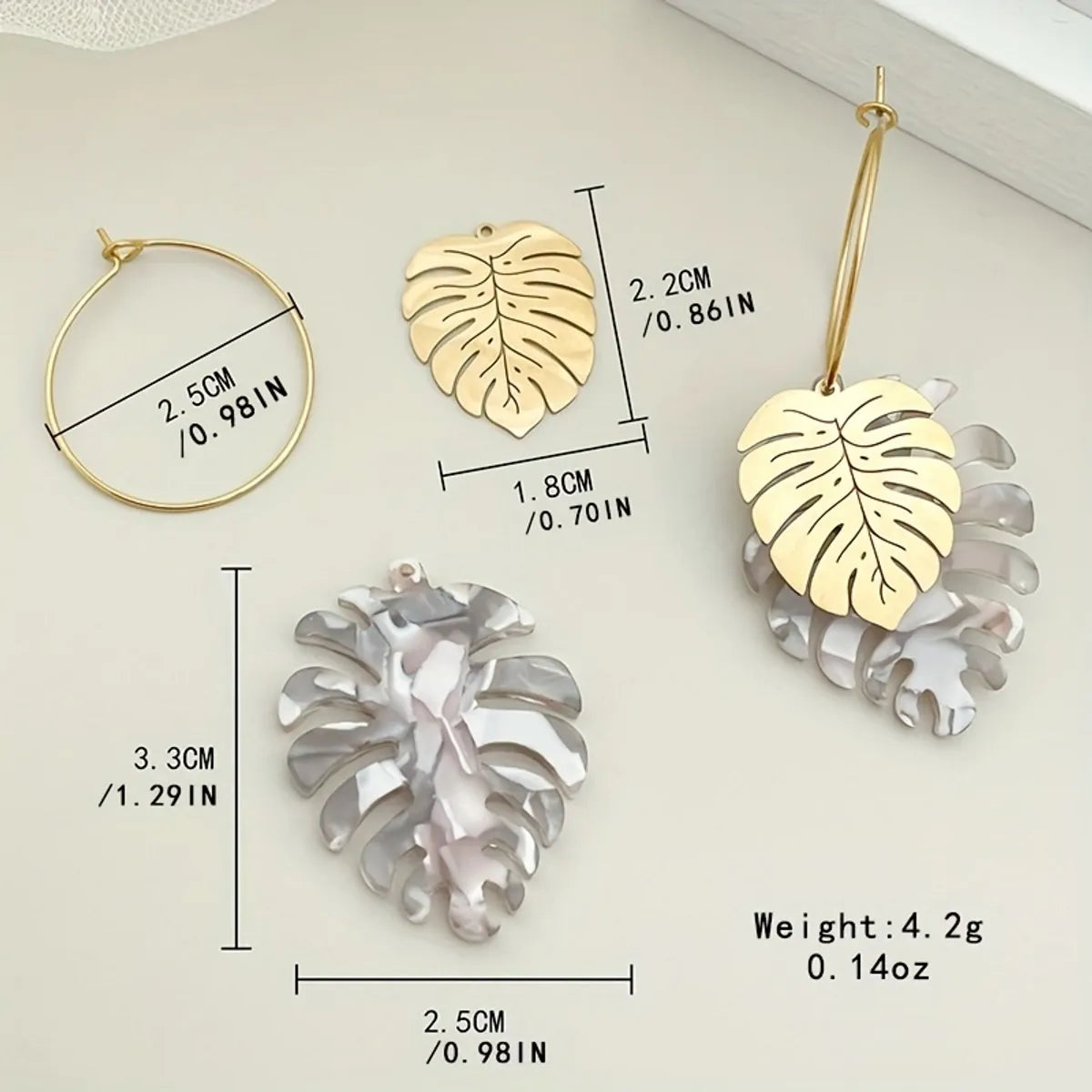 1 Pair Vacation Simple Style Leaf Flower Plating Inlay 304 Stainless Steel Arylic Acrylic Gold Plated Drop Earrings