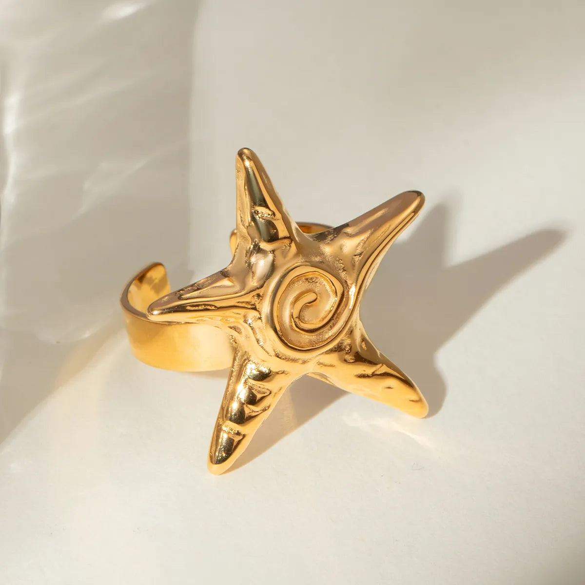 Wholesale Jewelry Vacation Simple Style Pentagram 316 Stainless Steel  18K Gold Plated Plating Rings