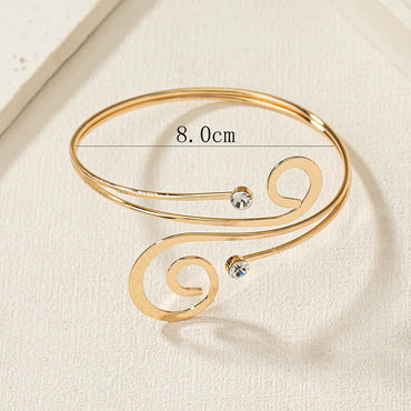 Wholesale Jewelry Vacation Simple Style Spiral Iron Rhinestones Inlay Arm Bracelet