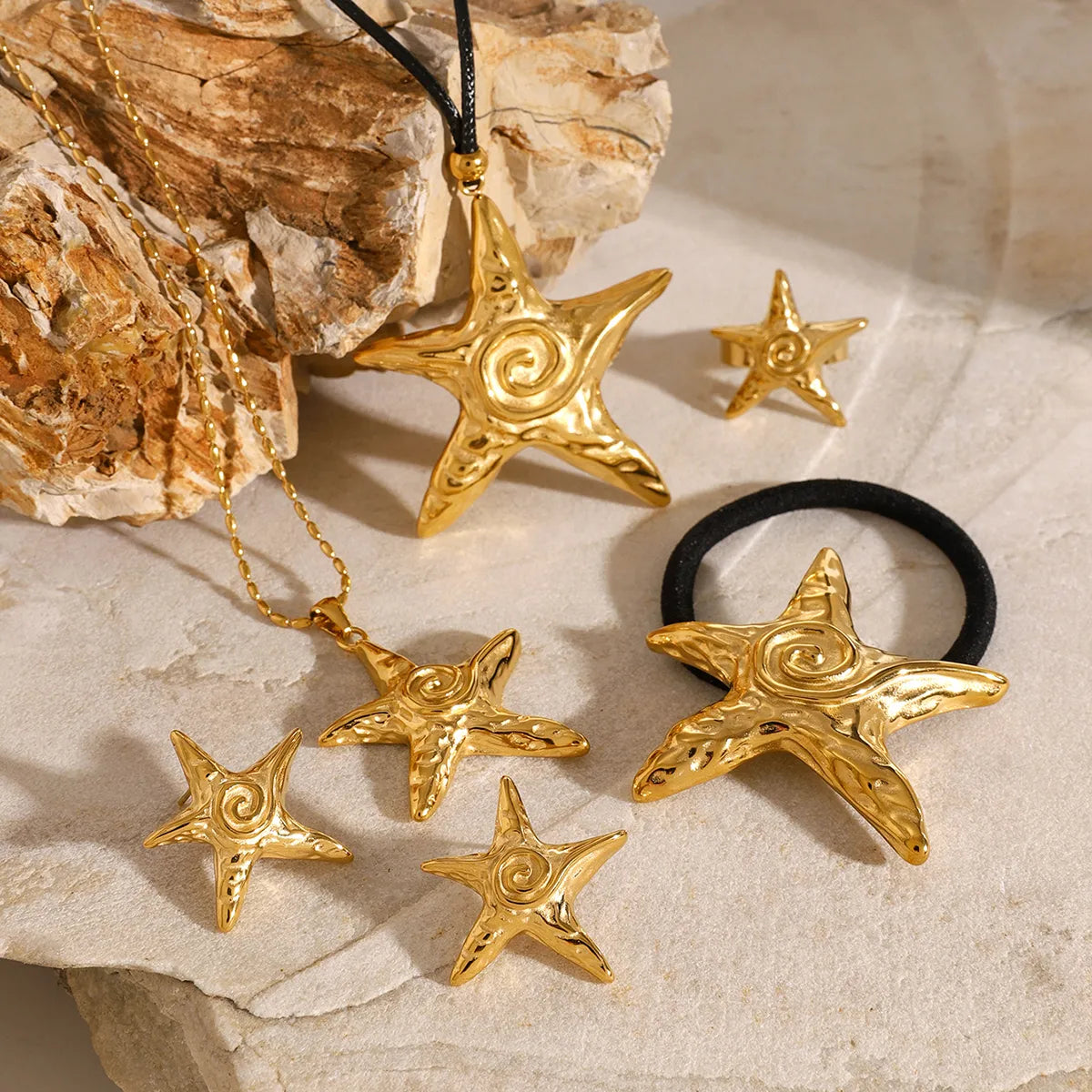 Wholesale Jewelry Vacation Simple Style Starfish 316 Stainless Steel  18K Gold Plated Star Rings