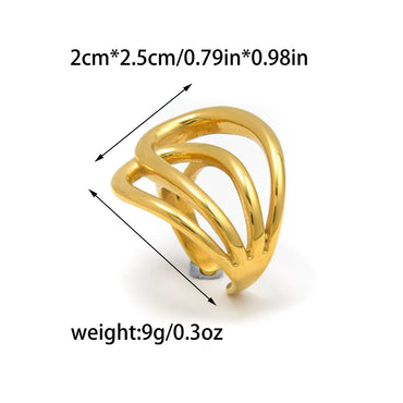 Wholesale Jewelry Vacation Simple Style U Shape Sector 304 Stainless Steel 14K Gold Plated Plating Hollow Out Open Rings