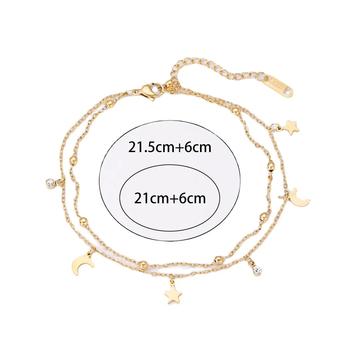 Wholesale Jewelry Vacation Star Moon Stainless Steel Artificial Gemstones Anklet