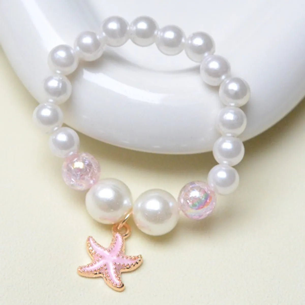 Wholesale Jewelry Vacation Starfish Mermaid Shell Imitation Pearl Alloy Charm Bracelets