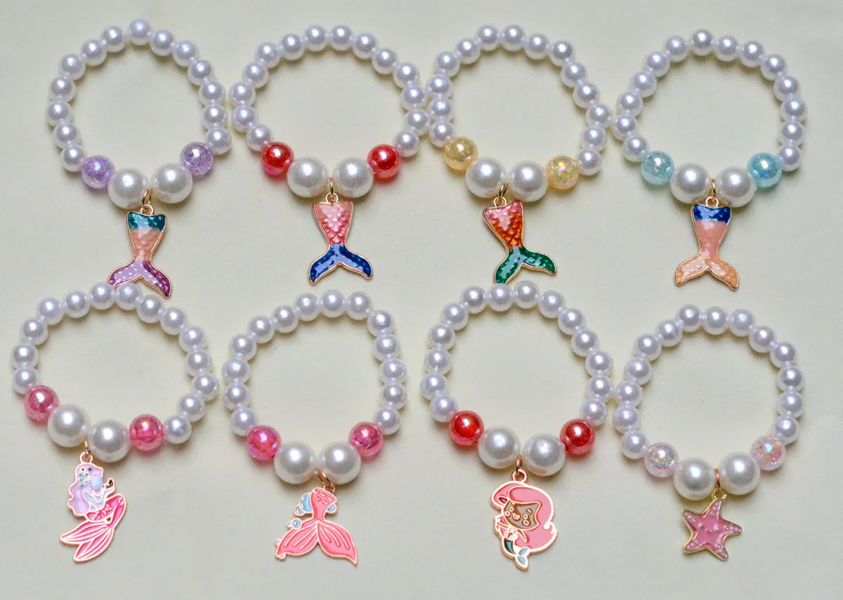 Wholesale Jewelry Vacation Starfish Mermaid Shell Imitation Pearl Alloy Charm Bracelets