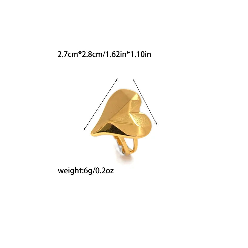 Wholesale Jewelry Vacation Sweet Classic Style Heart Shape 304 Stainless Steel 14K Gold Plated Open Rings