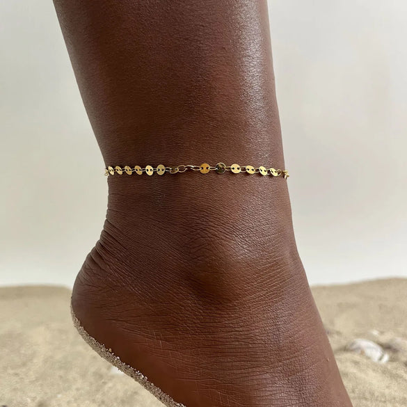 Wholesale Jewelry Vacation Sweet Moon Heart Shape 201 Stainless Steel Gold Plated Plating Anklet