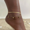 Wholesale Jewelry Vacation Sweet Moon Heart Shape 201 Stainless Steel Gold Plated Plating Anklet