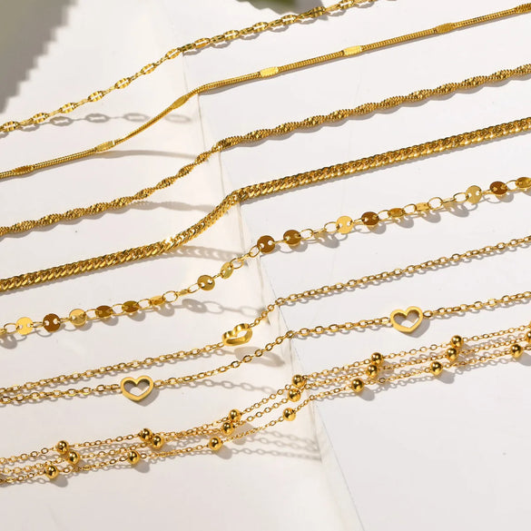 Wholesale Jewelry Vacation Sweet Moon Heart Shape 201 Stainless Steel Gold Plated Plating Anklet