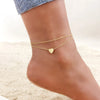 Wholesale Jewelry Vacation Sweet Moon Heart Shape 201 Stainless Steel Gold Plated Plating Anklet