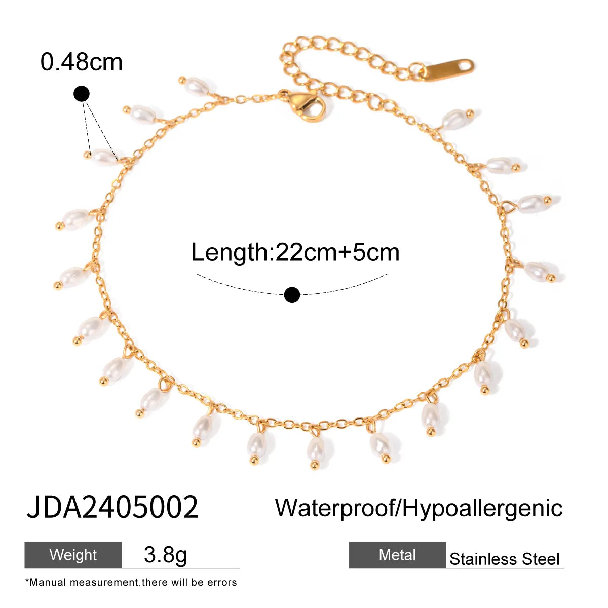 Wholesale Jewelry Vacation Sweet Round 304 Stainless Steel 18K Gold Plated Anklet