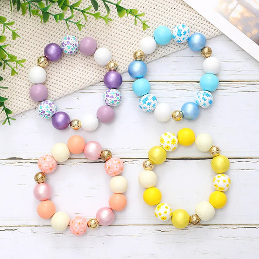 Vacation Sweet Simple Style Round Wood Wholesale Bracelets