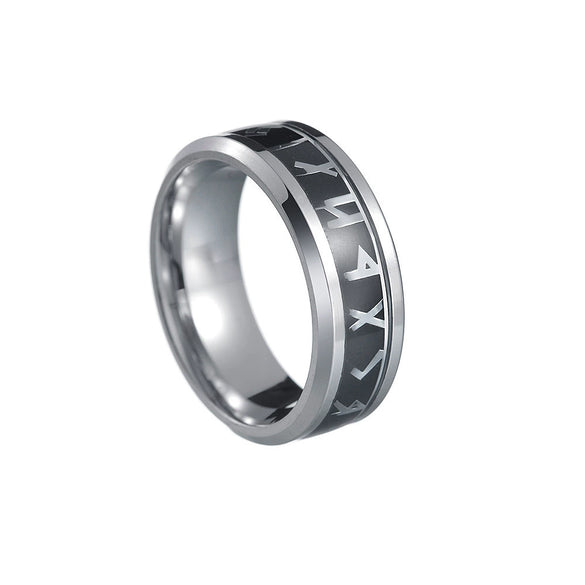 Wholesale Jewelry Viking Style Titanium Steel Men's Ring With Letters Numbers Text And Dripping Oil Design