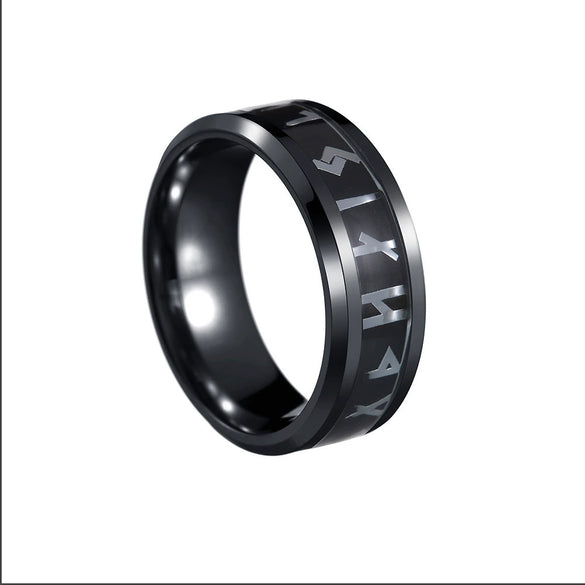 Wholesale Jewelry Viking Style Titanium Steel Men's Ring With Letters Numbers Text And Dripping Oil Design