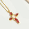 Wholesale Jewelry Vintage Cross Pendant Clavicle Chain Copper Mixed Gem Inlay Electroplating For Women
