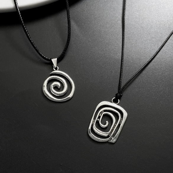 Wholesale Jewelry Vintage Geometric Alloy Pendant With Handwoven Leather Rope And Electroplating Treatment For Men And Women