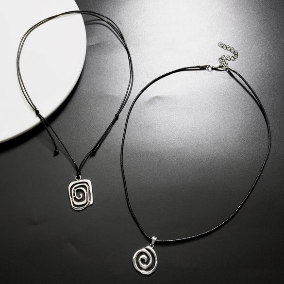Wholesale Jewelry Vintage Geometric Alloy Pendant With Handwoven Leather Rope And Electroplating Treatment For Men And Women
