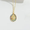 Wholesale Jewelry Vintage Geometric Copper Mixed Gemstone Inlay Electroplating Ochain Pendant Necklace For Women