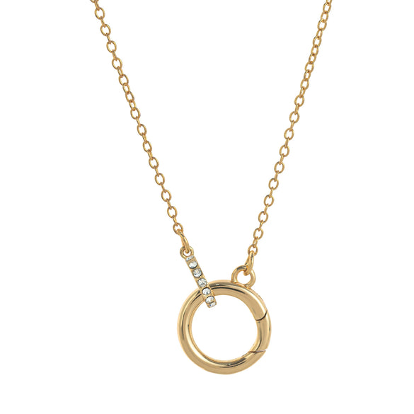 Wholesale Jewelry Vintage Geometric Mixed Gemstone Inlay Copper Goldplated O Chain Ring Necklace