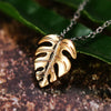 Wholesale Jewelry Vintage Geometric Monstera Leaf Pendant Copper Ochain Necklace For Women Electroplated