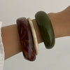 Wholesale Jewelry Vintage Geometric Resin Arc Glossy Open Handmade Bracelet