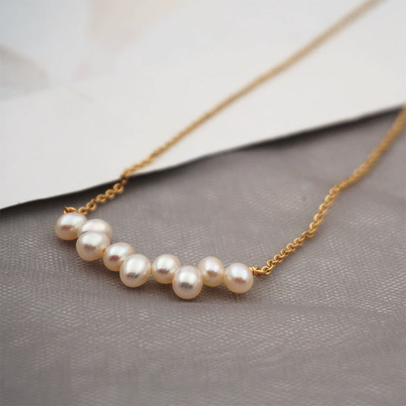 Wholesale Jewelry Vintage Geometric Style Freshwater Pearl Titanium Steel Cross Chain Necklace For Women