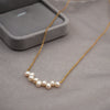 Wholesale Jewelry Vintage Geometric Style Freshwater Pearl Titanium Steel Cross Chain Necklace For Women