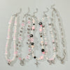Wholesale Jewelry Vintage Gothic Y2k Alloy Butterfly Cross Star Flower Pendant Pearl Beaded Necklace For Girls Handmade With Geometric Rhombus Pattern