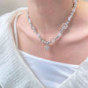 Wholesale Jewelry Vintage Gothic Y2k Alloy Butterfly Cross Star Flower Pendant Pearl Beaded Necklace For Girls Handmade With Geometric Rhombus Pattern