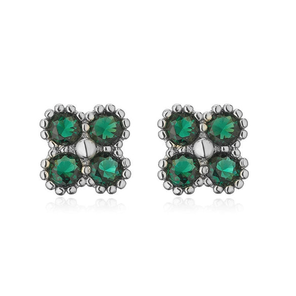 Wholesale Jewelry Vintage Light Luxury Copper Fourleaf Clover Geometric Earrings For Women