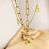 Wholesale Jewelry Vintage Natural Style U Shape Stainless Steel Ocean Pendant Necklace With 18K Gold Plated Shell Conch And Cross Chain