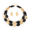 Wholesale Jewelry Vintage Punk Style Acrylic Geometric Beaded Double Layer Clavicle Chain Necklace And Earrings With Electroplating For Women