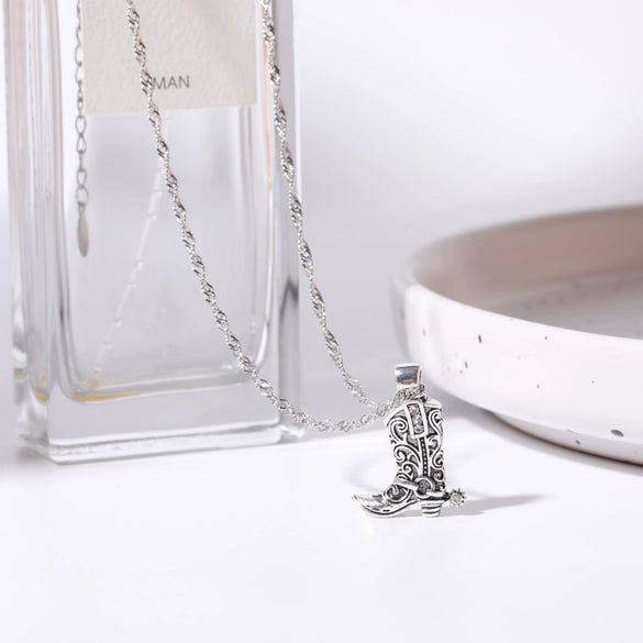 Wholesale Jewelry Vintage Silver Boots Pendant Copper Clavicle Chain Gold Plated Electroplated For Women