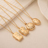Wholesale Jewelry Vintage Star Pattern Copper Electroplated Sun Moon Shell Photo Album Photo Frame Necklace
