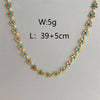Wholesale Jewelry Vintage Style Beach Commute Flower Shell 304 Stainless Steel Crystal 18K Gold Plated Enamel Inlay Necklace