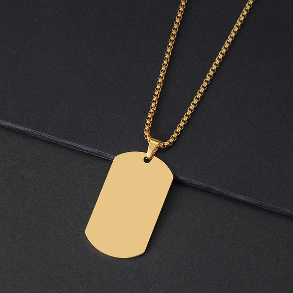 Wholesale Jewelry Vintage Style Classic Style Geometric Customization Laser Engraving 201 Stainless Steel Plating Pendant Necklace Square Pearl Chain