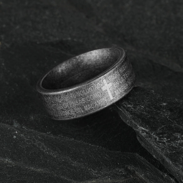 Wholesale Jewelry Vintage Style English Letters Ring Titanium Steel Distressed Unisex