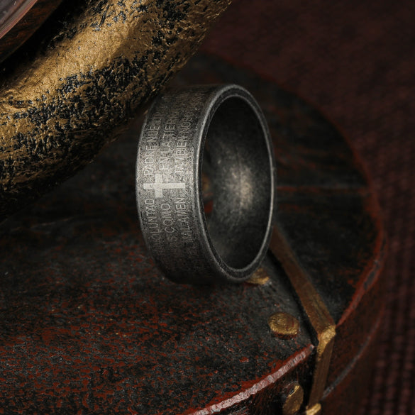 Wholesale Jewelry Vintage Style English Letters Ring Titanium Steel Distressed Unisex