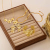 Wholesale Jewelry Vintage Style Flower Copper Electroplated Necklace Earring Bracelet Set For Ladies