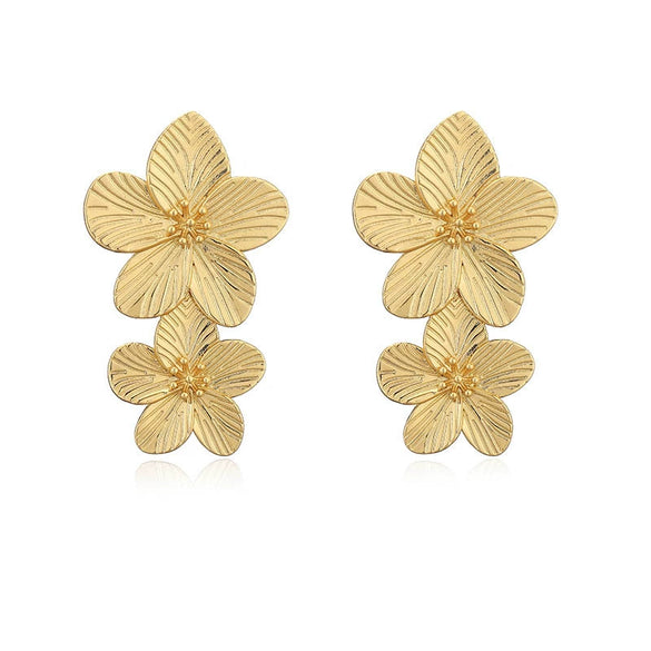 Wholesale Jewelry Vintage Style Flower Copper Electroplated Necklace Earring Bracelet Set For Ladies